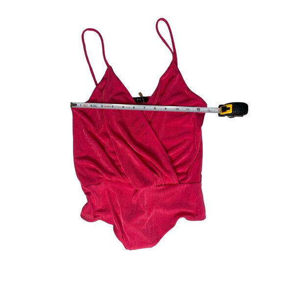 21 Saints Fuchsia Pink Wrap-Front Bodysuit – Spaghetti Strap One-Piece Size S - Picture 4 of 6